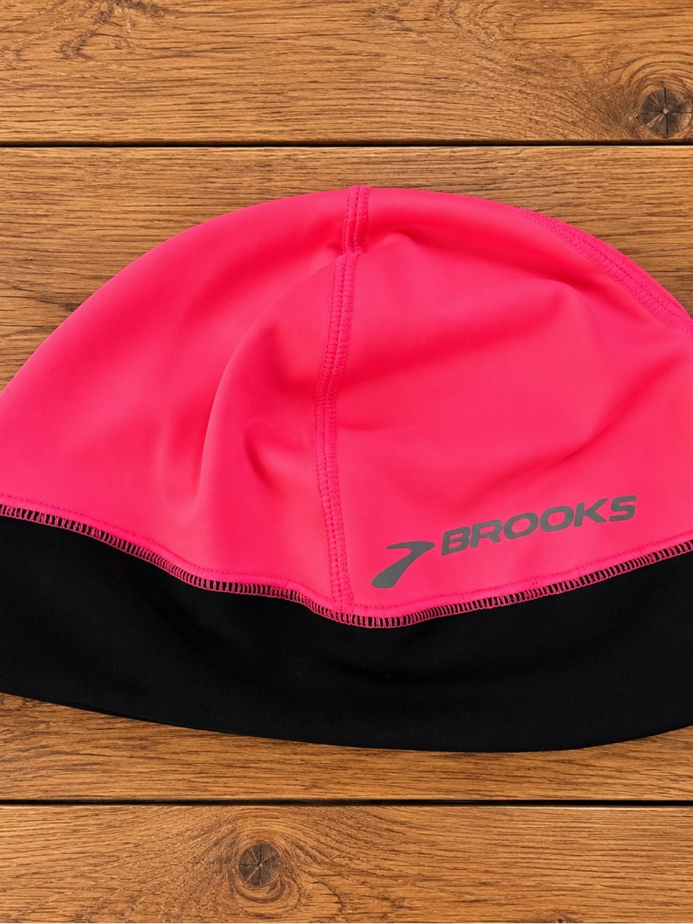 Brooks Running Ponytail Hat Pink Black Performance Beanie